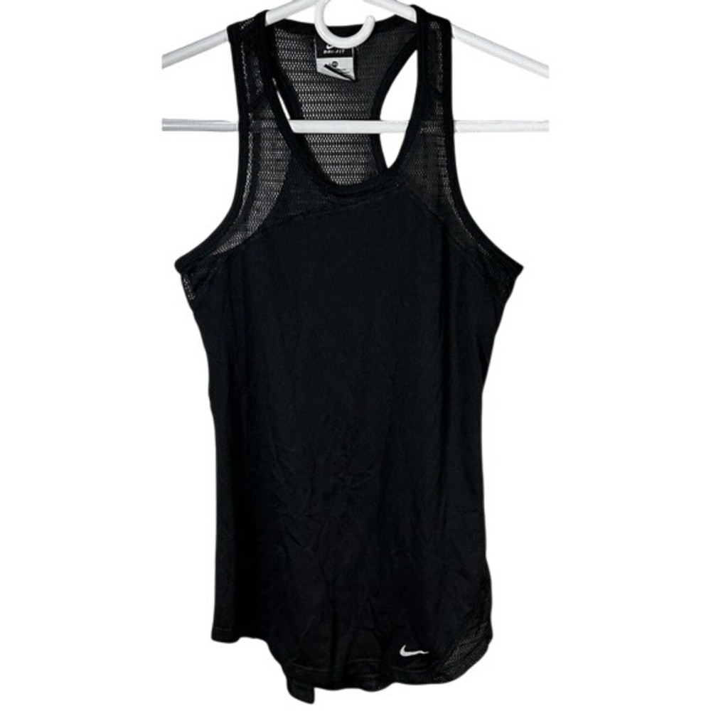 Nike Dri-Fit Racerback Tank Top Women's‎ s Size XS Black Mesh Running Athletics